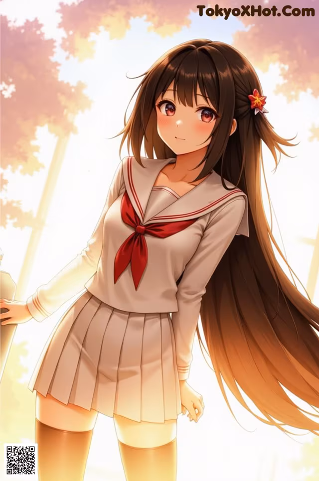 A girl in a school uniform holding a lantern.